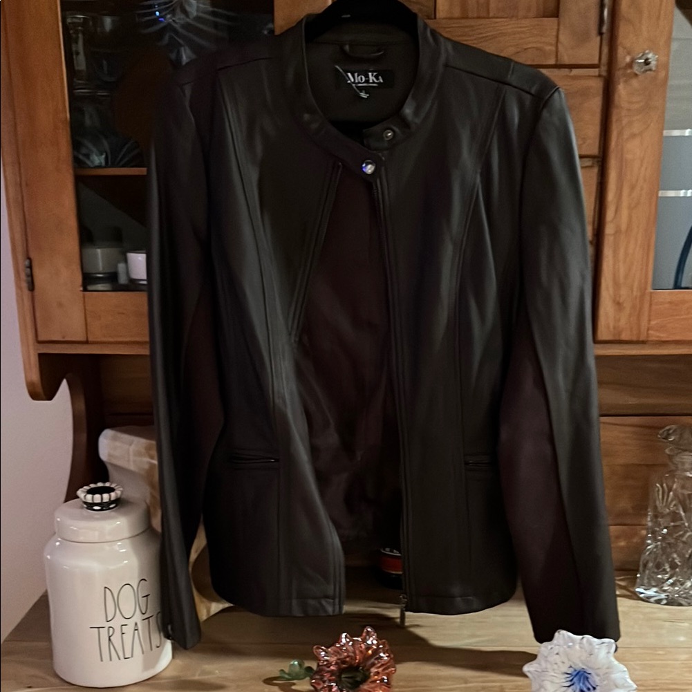 Moka Black Leather Jacket
